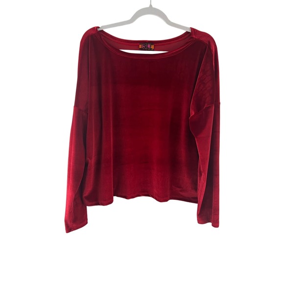 Isle By Melis Kozan Tops - Isle By Melis Kozan Women's L Long Sleeve Top Red Felt Shirt Pullover